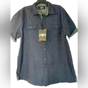 Lions Crest By English Laundry NWT Men’s Button Down Navy Blue Shirt XXL